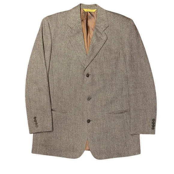 Vintage 80’s Donna Karan NY Blazer 42R Made in Italy Brown Wool Tweed Sport Coat - Picture 3 of 9